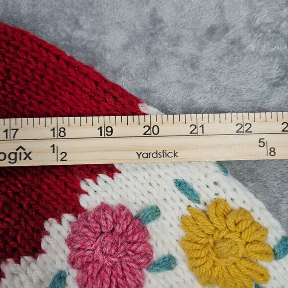 Vintage Handmade Sweater Cape One Size Red Knit Cottagecore Grandma Boho - Picture 3 of 6